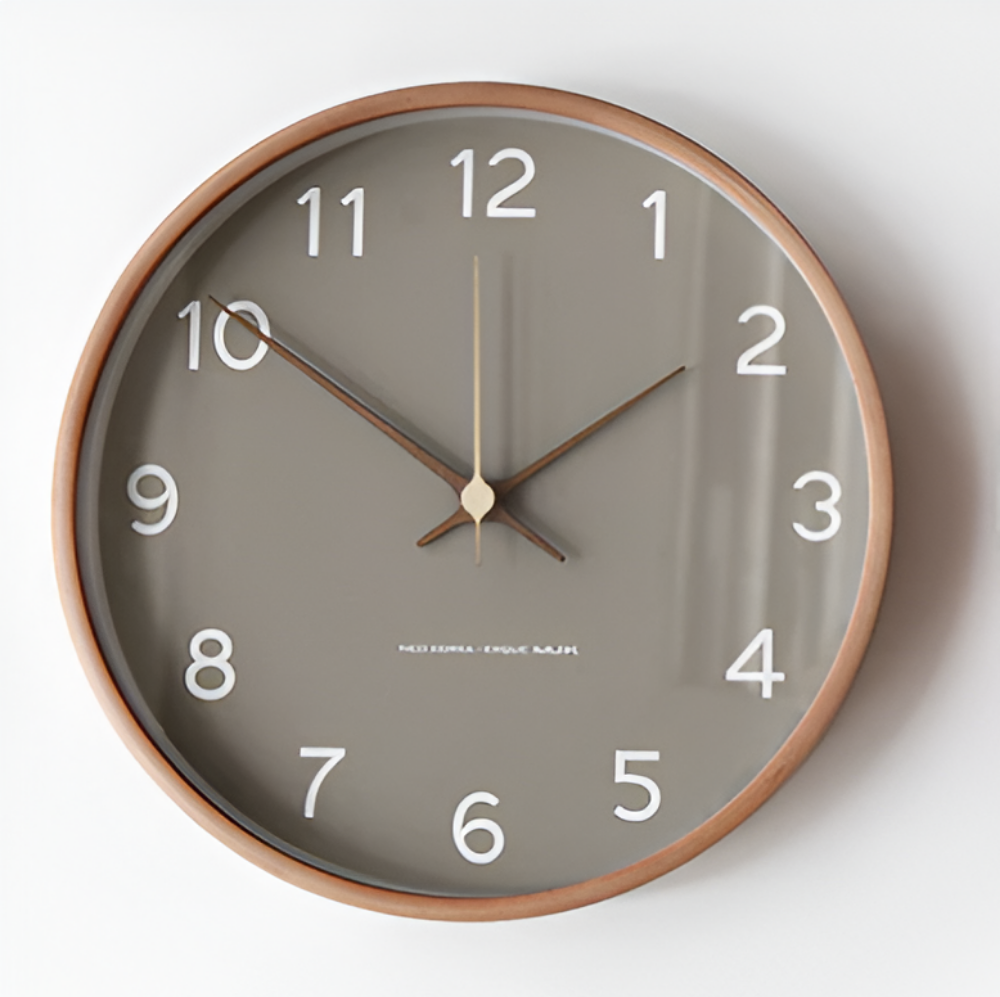 Ronde Wandklok Hout 25cm Grijs Wit Stil Uurwerk Slaapkamer Woonkamer Keuken Kwarts Houten Klok Scandinavisch