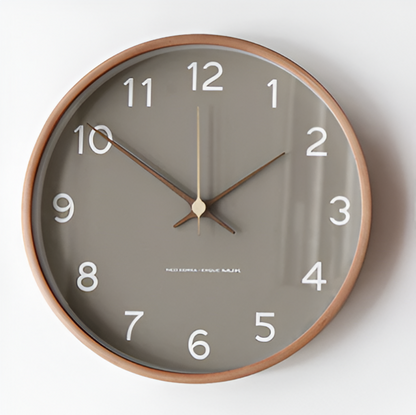 Ronde Wandklok Hout 25cm Grijs Wit Stil Uurwerk Slaapkamer Woonkamer Keuken Kwarts Houten Klok Scandinavisch
