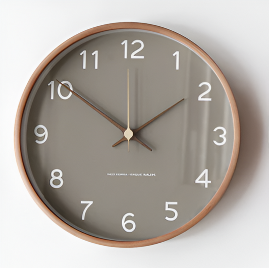 Ronde Wandklok Hout 25cm Grijs Wit Stil Uurwerk Slaapkamer Woonkamer Keuken Kwarts Houten Klok Scandinavisch