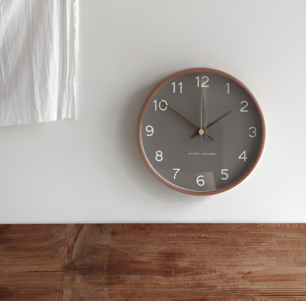 Ronde Wandklok Hout 25cm Grijs Wit Stil Uurwerk Slaapkamer Woonkamer Keuken Kwarts Houten Klok Scandinavisch