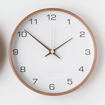 Ronde Wandklok Hout 25cm Grijs Wit Stil Uurwerk Slaapkamer Woonkamer Keuken Kwarts Houten Klok Scandinavisch