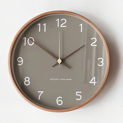Ronde Wandklok Hout 25cm Grijs Wit Stil Uurwerk Slaapkamer Woonkamer Keuken Kwarts Houten Klok Scandinavisch