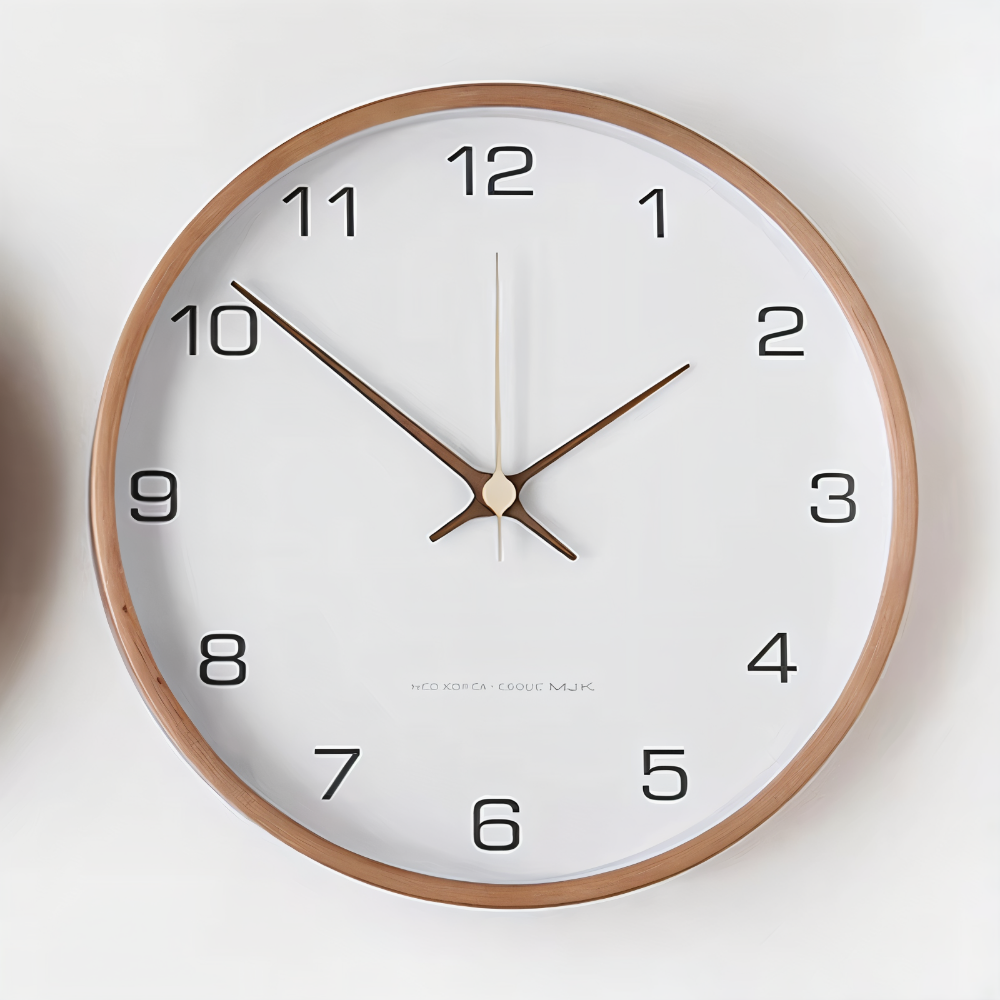Ronde Wandklok Hout 25cm Grijs Wit Stil Uurwerk Slaapkamer Woonkamer Keuken Kwarts Houten Klok Scandinavisch