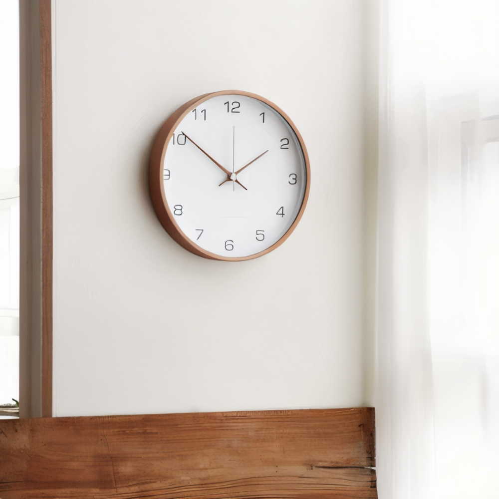 Ronde Wandklok Hout 25cm Grijs Wit Stil Uurwerk Slaapkamer Woonkamer Keuken Kwarts Houten Klok Scandinavisch