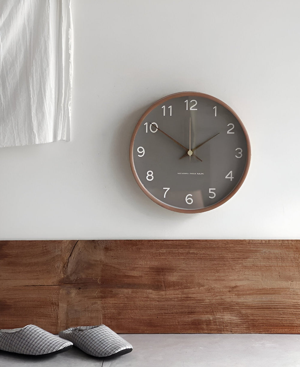 Ronde Wandklok Hout 25cm Grijs Wit Stil Uurwerk Slaapkamer Woonkamer Keuken Kwarts Houten Klok Scandinavisch