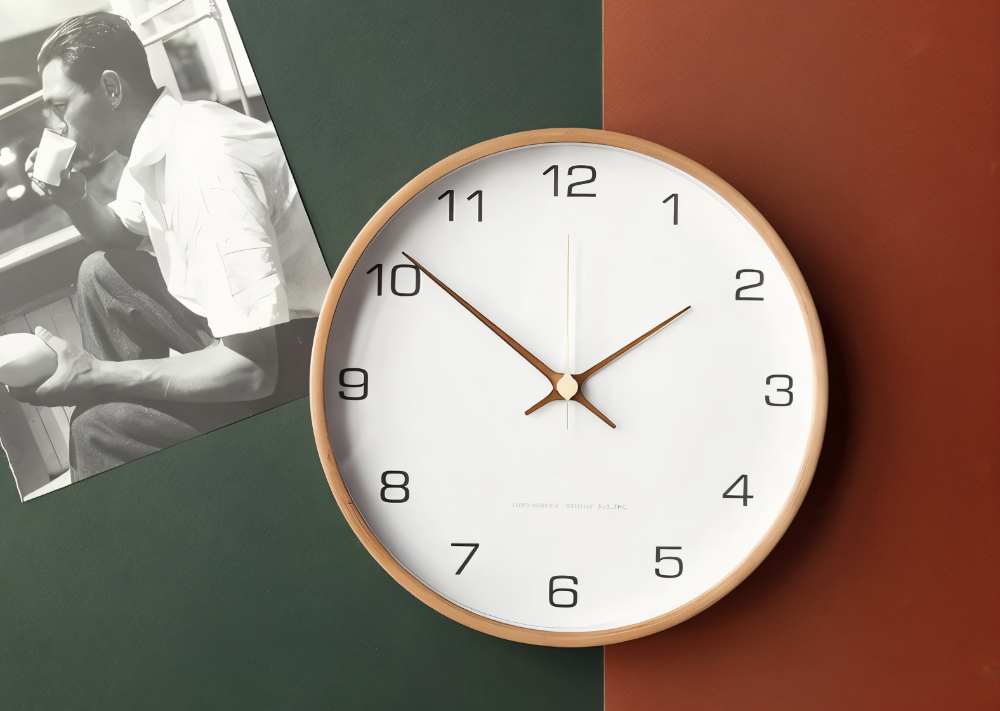 Ronde Wandklok Hout 25cm Grijs Wit Stil Uurwerk Slaapkamer Woonkamer Keuken Kwarts Houten Klok Scandinavisch