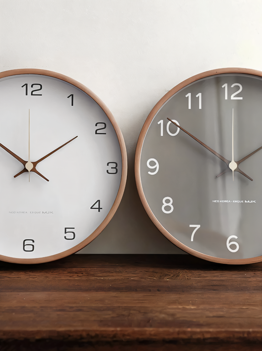 Ronde Wandklok Hout 25cm Grijs Wit Stil Uurwerk Slaapkamer Woonkamer Keuken Kwarts Houten Klok Scandinavisch