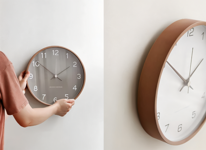 Ronde Wandklok Hout 25cm Grijs Wit Stil Uurwerk Slaapkamer Woonkamer Keuken Kwarts Houten Klok Scandinavisch