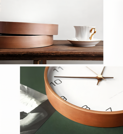 Ronde Wandklok Hout 25cm Grijs Wit Stil Uurwerk Slaapkamer Woonkamer Keuken Kwarts Houten Klok Scandinavisch