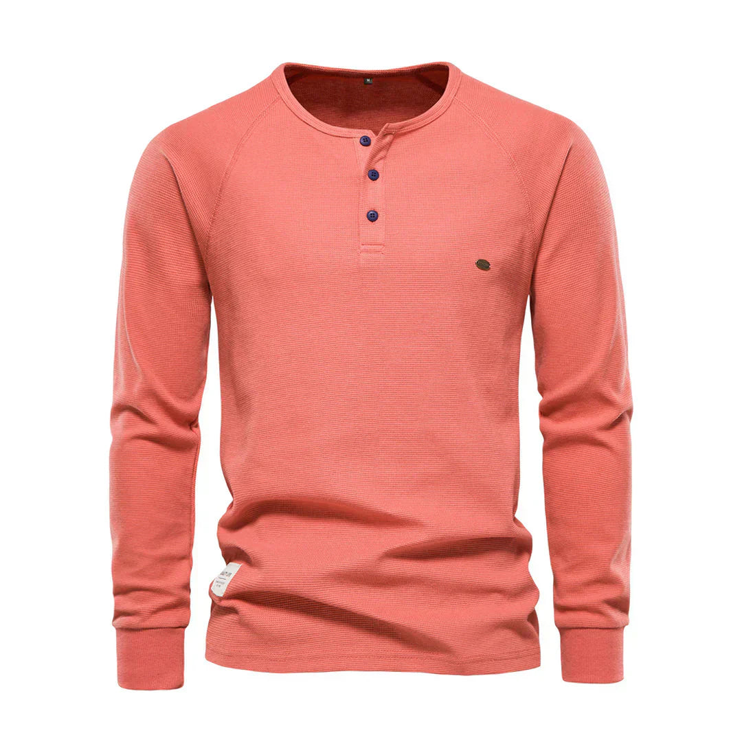 Heren Henley Shirt Lange Mouwen Casual Basic Streetwear