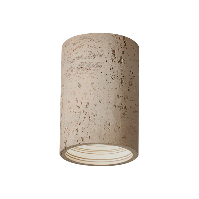 Cilindrische plafondlamp van travertijn – LED verlichting voor moderne interieurs