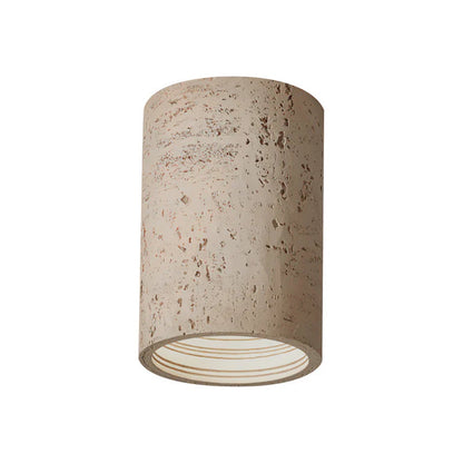 Cilindrische plafondlamp van travertijn – LED verlichting voor moderne interieurs
