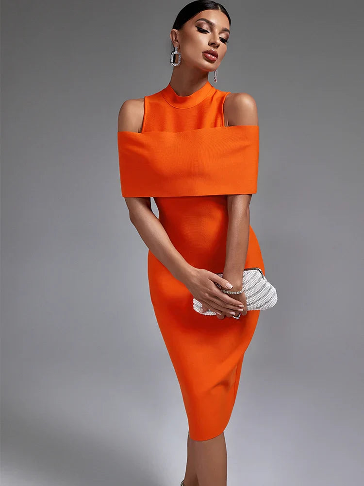 Oranje Jurk Bandage Stijl Zomer Avondjurk