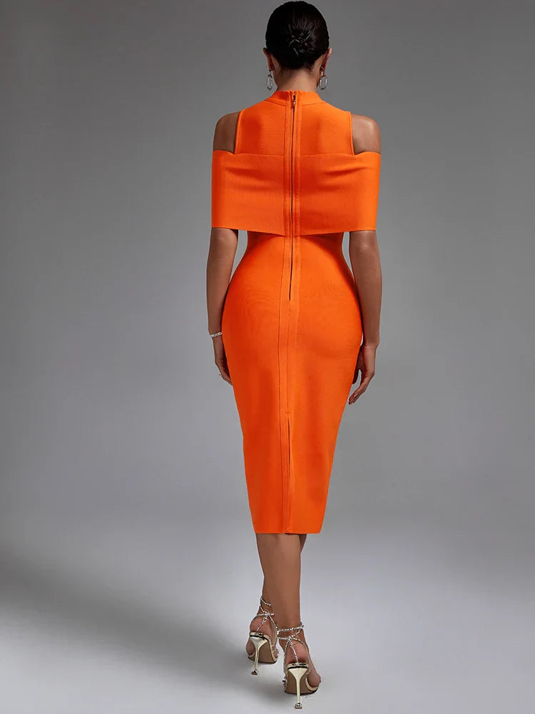 Oranje Jurk Bandage Stijl Zomer Avondjurk