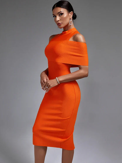 Oranje Jurk Bandage Stijl Zomer Avondjurk