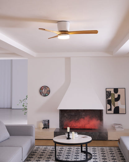 Plafondventilator met verlichting Scandinavisch houtdesign 106/122/132 cm dimbaar met afstandsbediening plafondventilator met LED-lamp houten bladen woonkamer slaapkamer eetkamer