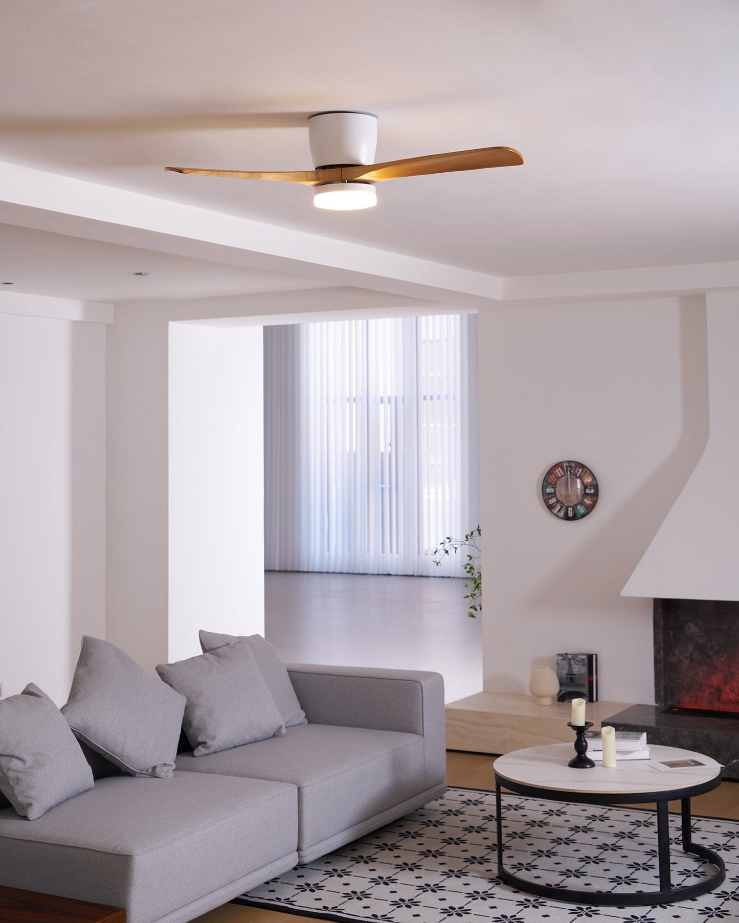 Plafondventilator met led verlichting en houten bladen – Scandinavisch design