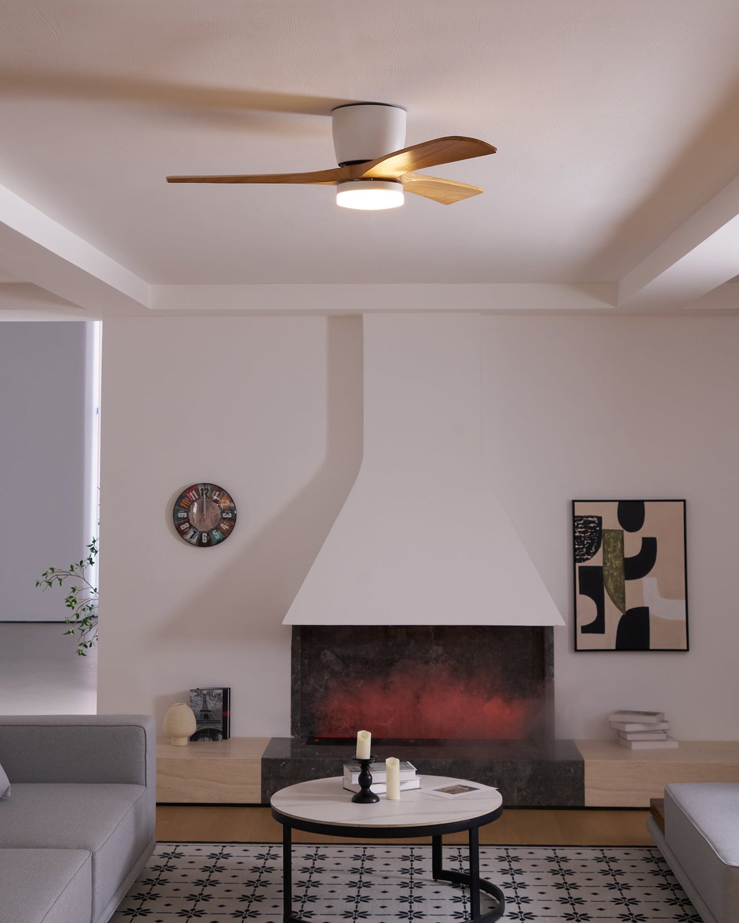 Plafondventilator met led verlichting en houten bladen – Scandinavisch design