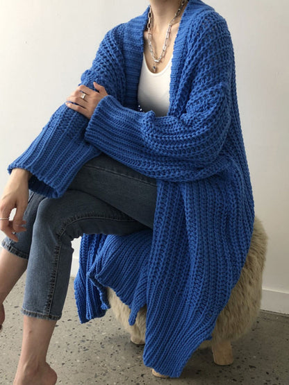 Blauw Gebreid Vest Dames Oversized Warme Casual Trui - StudioMarella