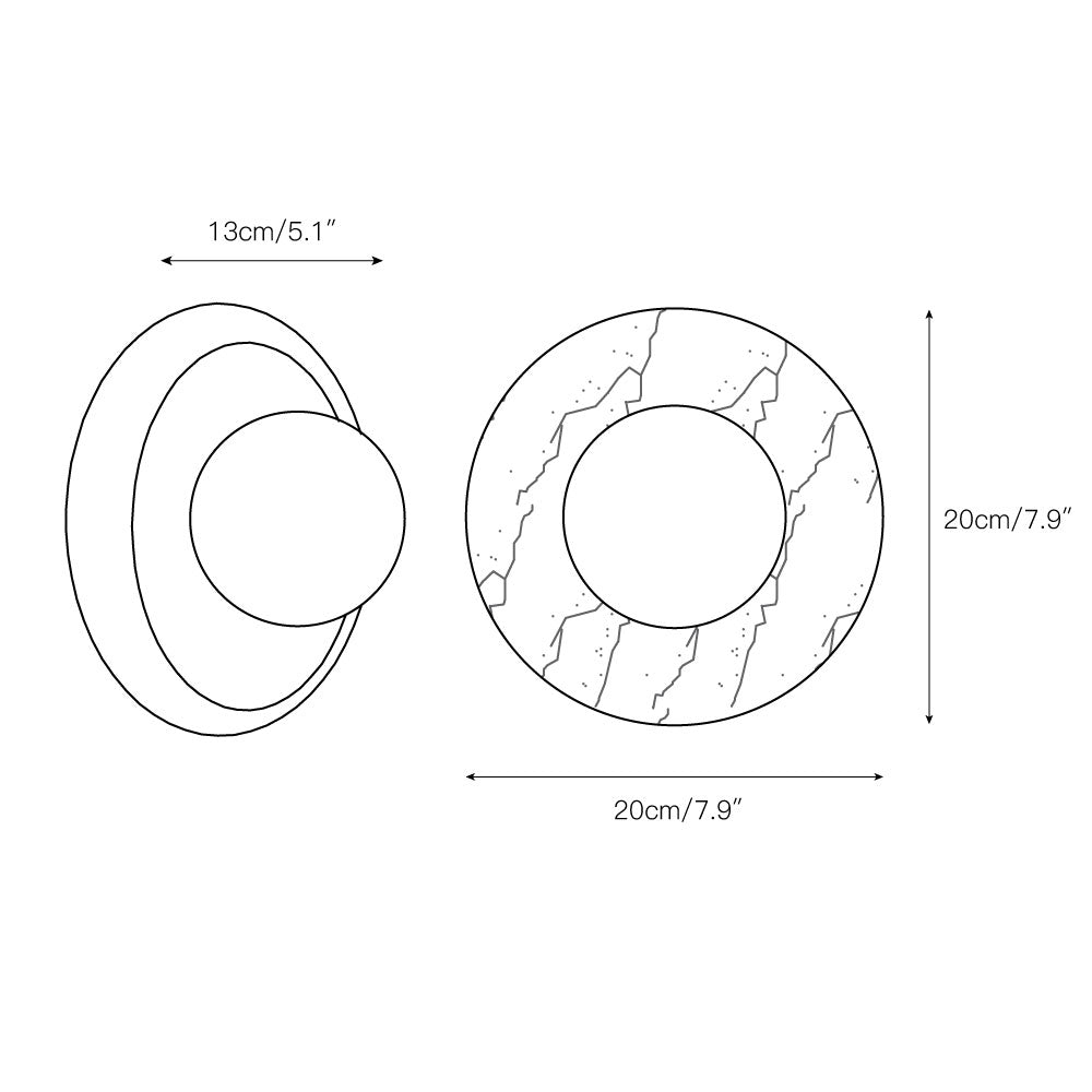 Ronde Design Wandlamp Met Marmeren Achterplaat En Glazen Bol Voor Hal En Slaapkamer