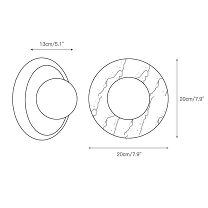 Ronde Design Wandlamp Met Marmeren Achterplaat En Glazen Bol Voor Hal En Slaapkamer