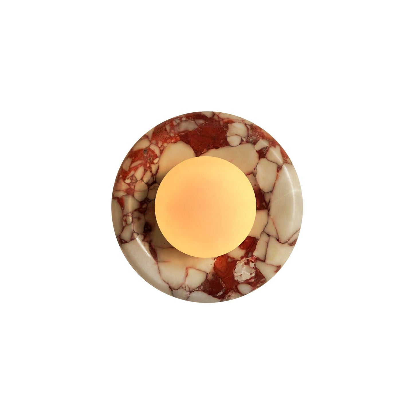 Ronde Design Wandlamp Met Marmeren Achterplaat En Glazen Bol Voor Hal En Slaapkamer