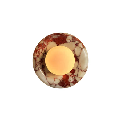 Ronde Design Wandlamp Met Marmeren Achterplaat En Glazen Bol Voor Hal En Slaapkamer
