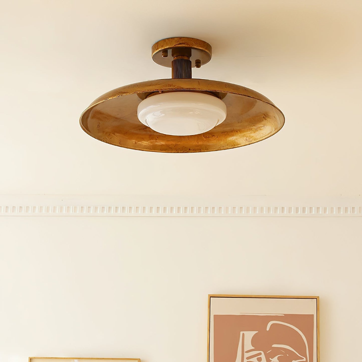 Design Plafondlamp van Glas en Metaal met Geïntegreerde LED – Moderne Ronde Plafondverlichting in Goud, Wit of Nikkel 50 cm