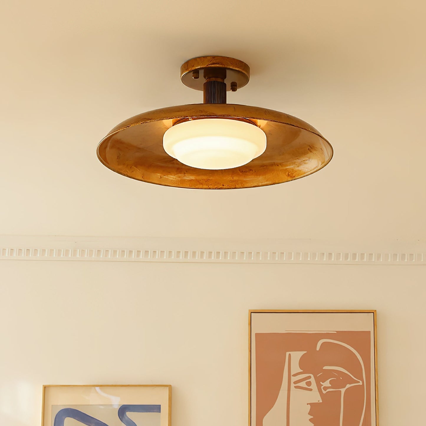 Design Plafondlamp van Glas en Metaal met Geïntegreerde LED – Moderne Ronde Plafondverlichting in Goud, Wit of Nikkel 50 cm