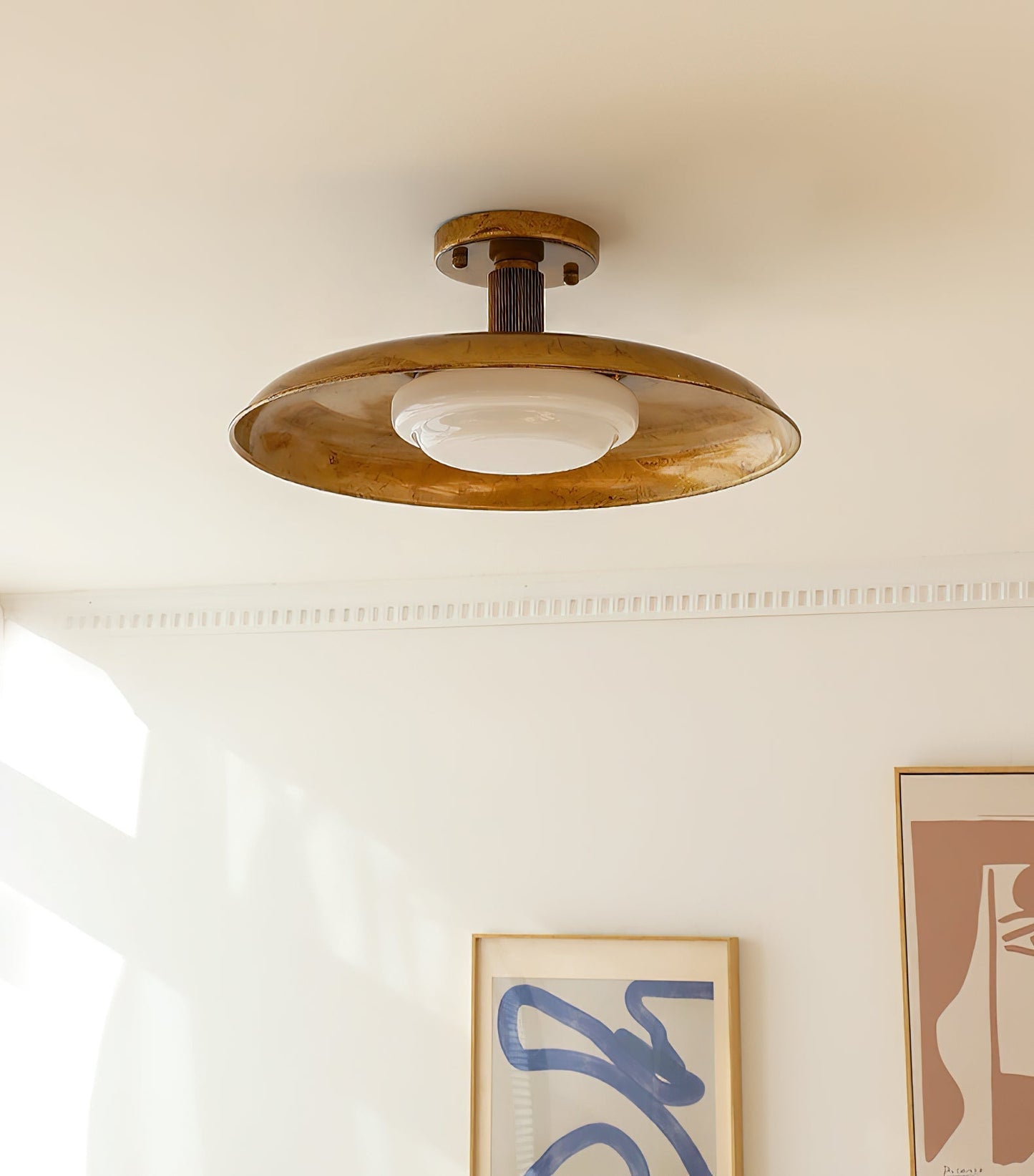 Design Plafondlamp van Glas en Metaal met Geïntegreerde LED – Moderne Ronde Plafondverlichting in Goud, Wit of Nikkel 50 cm
