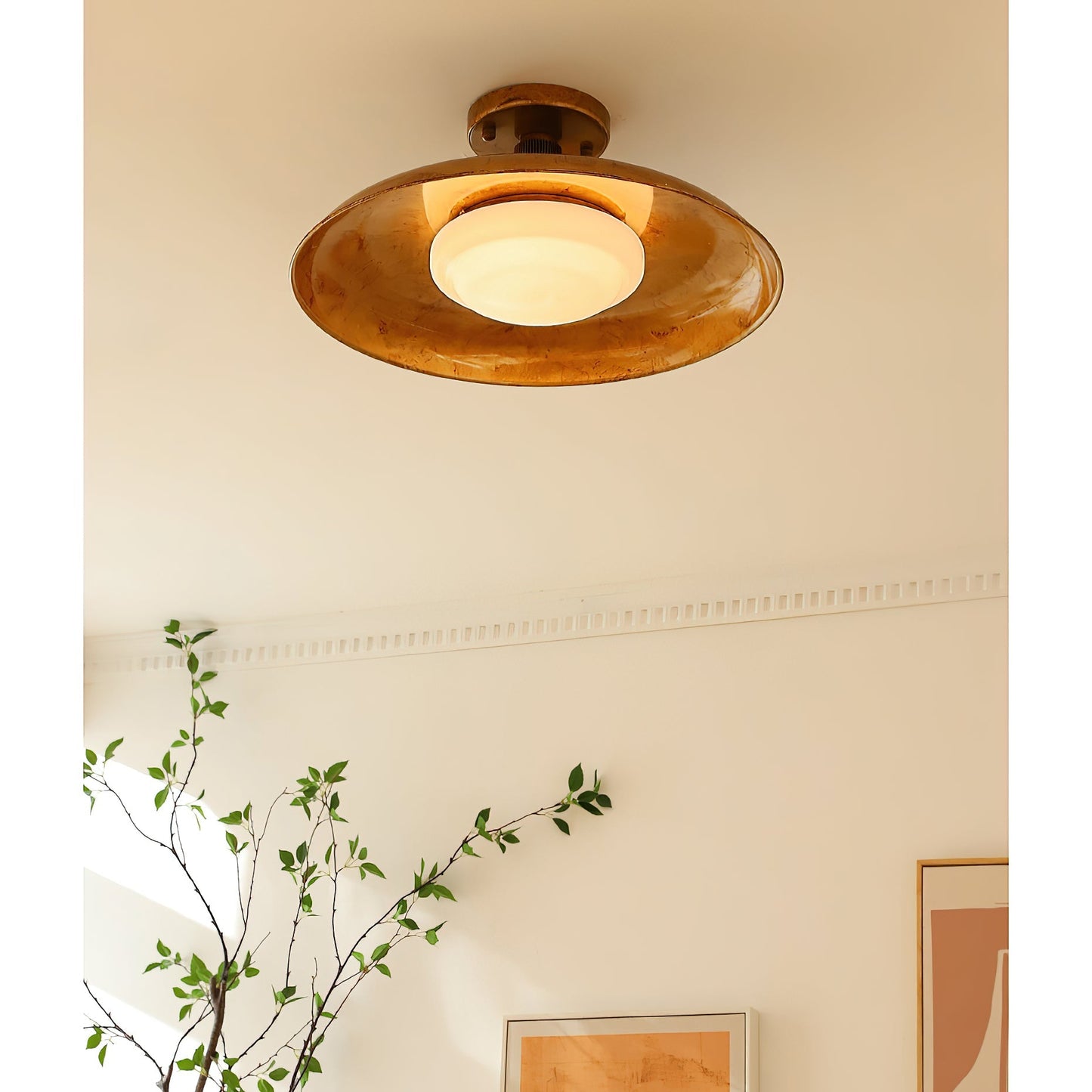 Design Plafondlamp van Glas en Metaal met Geïntegreerde LED – Moderne Ronde Plafondverlichting in Goud, Wit of Nikkel 50 cm