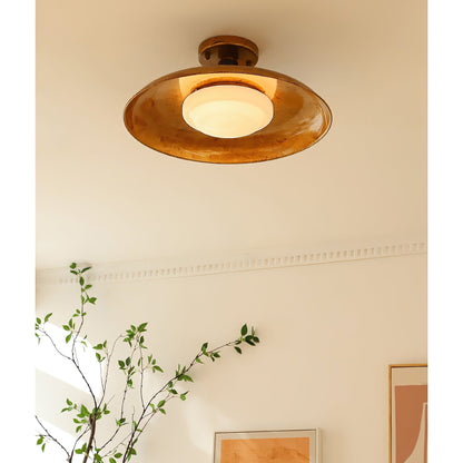 Design Plafondlamp van Glas en Metaal met Geïntegreerde LED – Moderne Ronde Plafondverlichting in Goud, Wit of Nikkel 50 cm