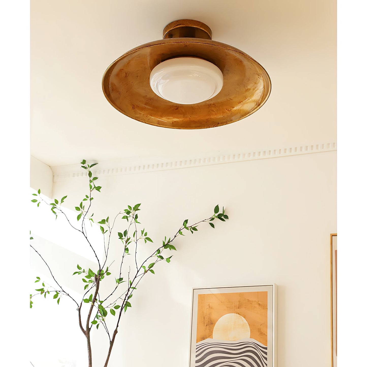Design Plafondlamp van Glas en Metaal met Geïntegreerde LED – Moderne Ronde Plafondverlichting in Goud, Wit of Nikkel 50 cm