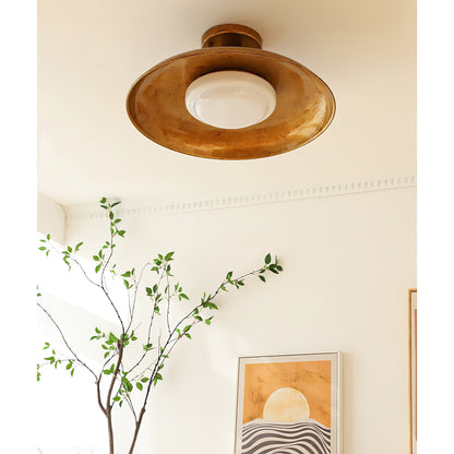 Design Plafondlamp van Glas en Metaal met Geïntegreerde LED – Moderne Ronde Plafondverlichting in Goud, Wit of Nikkel 50 cm