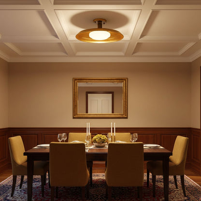 Design Plafondlamp van Glas en Metaal met Geïntegreerde LED – Moderne Ronde Plafondverlichting in Goud, Wit of Nikkel 50 cm