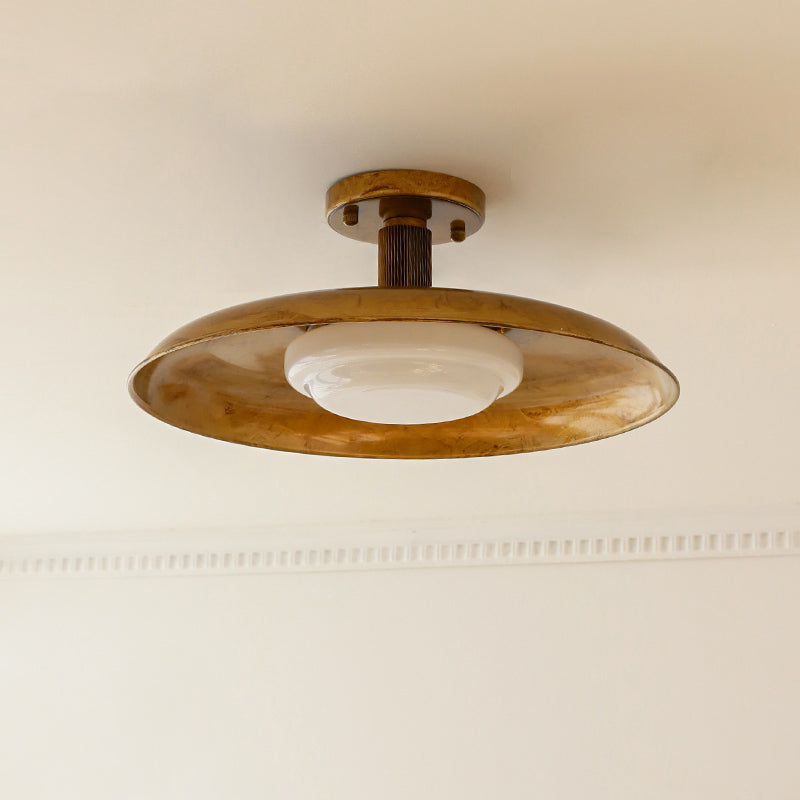 Design Plafondlamp van Glas en Metaal met Geïntegreerde LED – Moderne Ronde Plafondverlichting in Goud, Wit of Nikkel 50 cm
