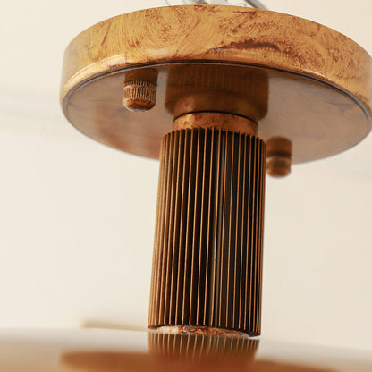 Plafondlamp met handgeblazen glazen kap en gestructureerde metalen rozet – warm sfeerlicht voor woonkamer, slaapkamer en entree