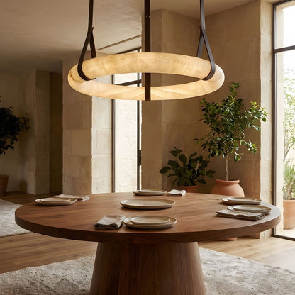 Hanglamp Alabaster Ring LED Donkerbruin Bruin Goud Woonkamer Eetkamer 3000K 4000K 6000K Ø30 Ø120cm Natuursteen Pendellamp