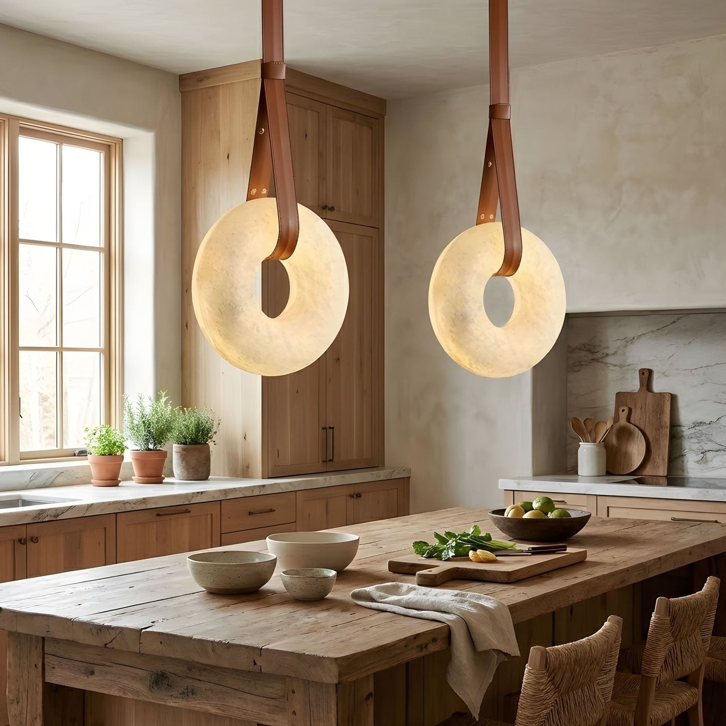 Hanglamp Alabaster Ring LED Donkerbruin Bruin Goud Woonkamer Eetkamer 3000K 4000K 6000K Ø30 Ø120cm Natuursteen Pendellamp