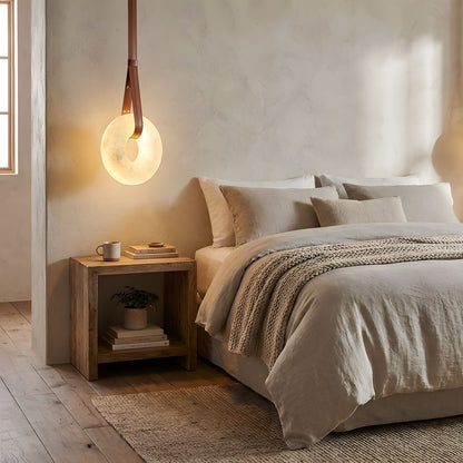 Hanglamp Alabaster Ring LED Donkerbruin Bruin Goud Woonkamer Eetkamer 3000K 4000K 6000K Ø30 Ø120cm Natuursteen Pendellamp