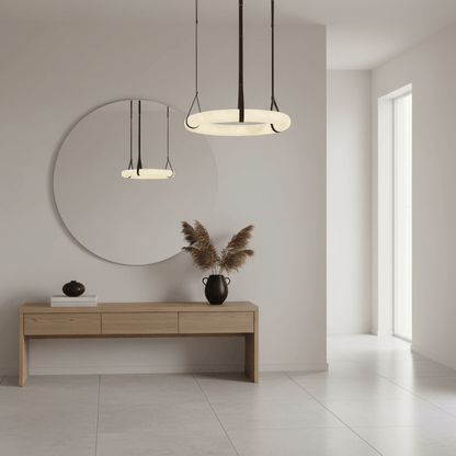 Hanglamp Alabaster Ring LED Donkerbruin Bruin Goud Woonkamer Eetkamer 3000K 4000K 6000K Ø30 Ø120cm Natuursteen Pendellamp