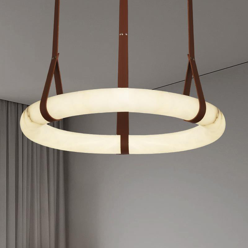 Hanglamp Alabaster Ring LED Donkerbruin Bruin Goud Woonkamer Eetkamer 3000K 4000K 6000K Ø30 Ø120cm Natuursteen Pendellamp