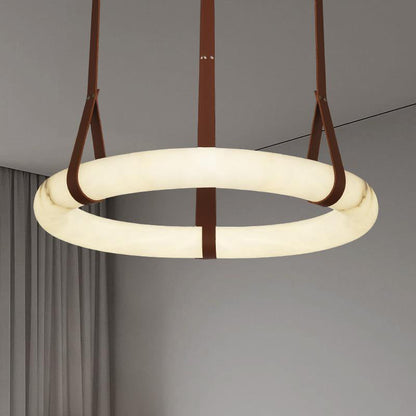 Hanglamp Alabaster Ring LED Donkerbruin Bruin Goud Woonkamer Eetkamer 3000K 4000K 6000K Ø30 Ø120cm Natuursteen Pendellamp