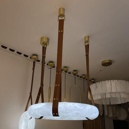 Hanglamp Alabaster Ring LED Donkerbruin Bruin Goud Woonkamer Eetkamer 3000K 4000K 6000K Ø30 Ø120cm Natuursteen Pendellamp