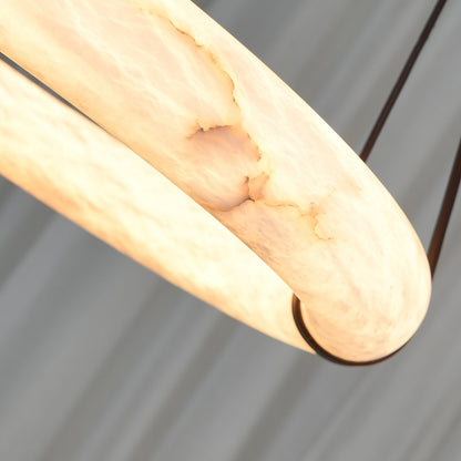 Hanglamp Alabaster Ring LED Donkerbruin Bruin Goud Woonkamer Eetkamer 3000K 4000K 6000K Ø30 Ø120cm Natuursteen Pendellamp