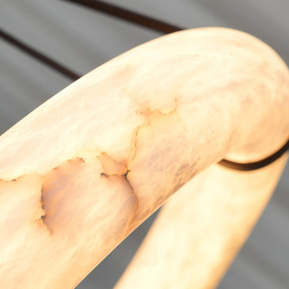 Hanglamp Alabaster Ring LED Donkerbruin Bruin Goud Woonkamer Eetkamer 3000K 4000K 6000K Ø30 Ø120cm Natuursteen Pendellamp