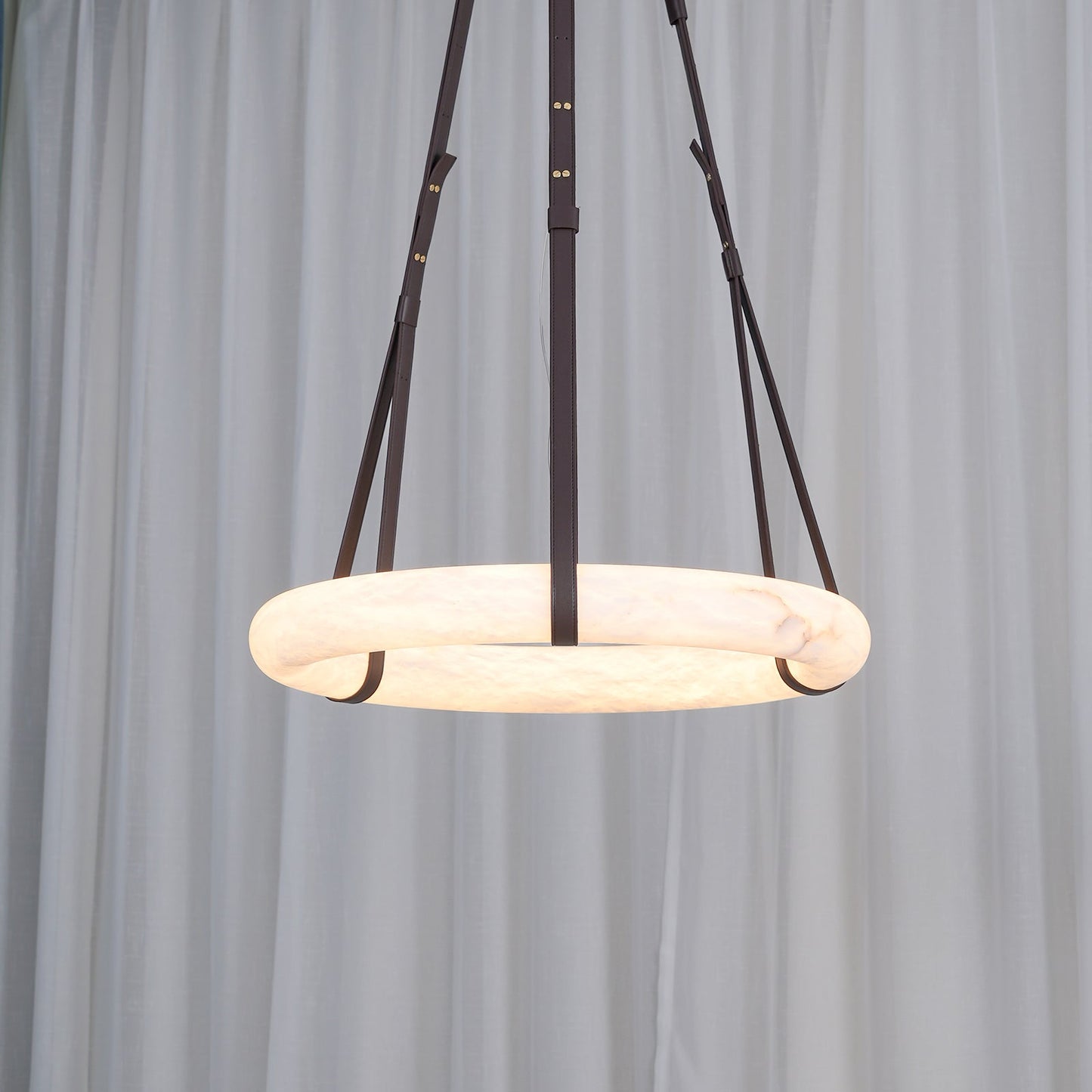 Hanglamp Alabaster Ring LED Donkerbruin Bruin Goud Woonkamer Eetkamer 3000K 4000K 6000K Ø30 Ø120cm Natuursteen Pendellamp