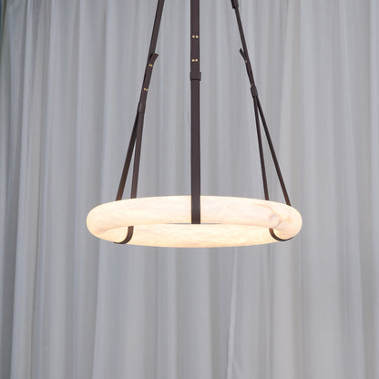 Hanglamp Alabaster Ring LED Donkerbruin Bruin Goud Woonkamer Eetkamer 3000K 4000K 6000K Ø30 Ø120cm Natuursteen Pendellamp