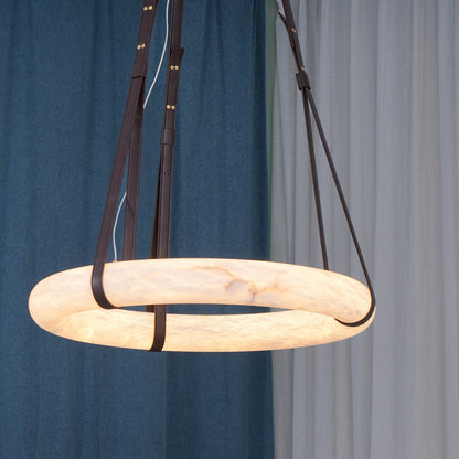 Hanglamp Alabaster Ring LED Donkerbruin Bruin Goud Woonkamer Eetkamer 3000K 4000K 6000K Ø30 Ø120cm Natuursteen Pendellamp