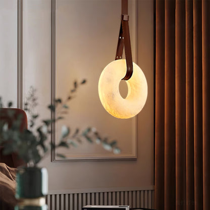 Hanglamp Alabaster Ring LED Donkerbruin Bruin Goud Woonkamer Eetkamer 3000K 4000K 6000K Ø30 Ø120cm Natuursteen Pendellamp